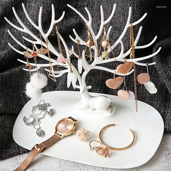 Bolsas de jóias Creative Antlers Display Stand Brincos Colar Pendurado Racks Pingente Pulseira Anel Organizador Titular Make Up Bandeja