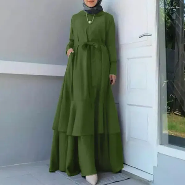 Roupas étnicas Muçulmano Mubarak Oriente Médio Mulheres Vestidos Turquia Dubai Casual Turn-down Collar Feminino Robe Islam Eid Solto Senhoras Sólidas