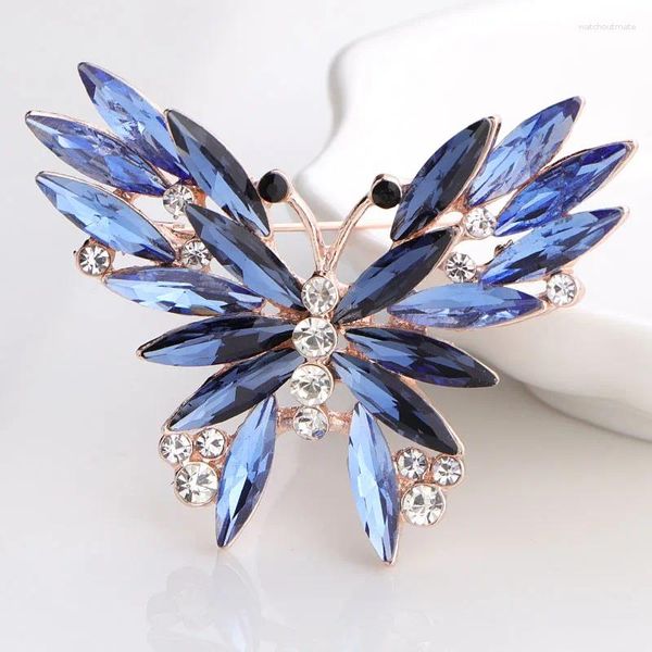 Броши J.T BABY Butterfly Hexapod Blue Beauty Women Crystal Изысканные булавки для пальто Свадебные оптовые подарки на день рождения розовые подарки