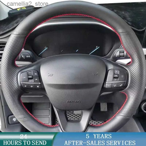 Direksiyon Simidi Kapsar Özelleştirilmiş Araç Direksiyon Kapağı Ford Focus için Deri Örgü Aksesuarları 4 2019 2020 Fiesta 17-19 Tourneo 2018 2019 Q231016