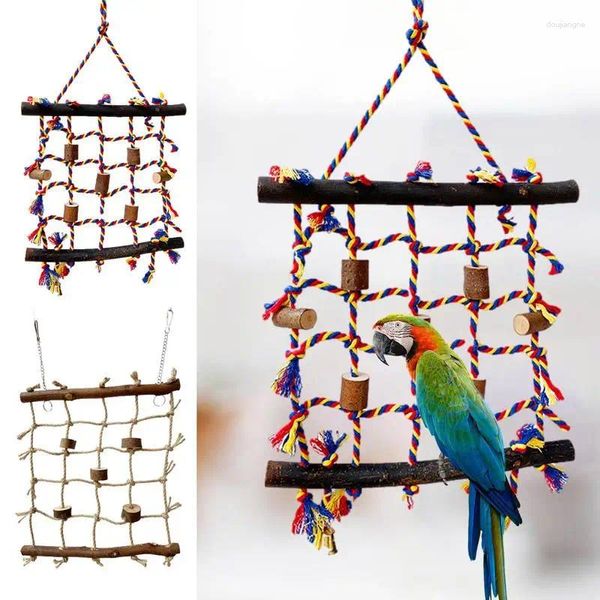 Diğer kuş malzemeleri Dayanıklı papağan kuşları tırmanma net hamak asılı ip kafes oyuncak sağlam merdiven kurulumu kolay
