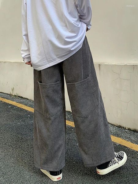 Pantaloni da uomo streetwear velluto a coste casual da uomo designer tasca posteriore coreano rosa sport dritto pantaloni larghi larghi 2023 autunno