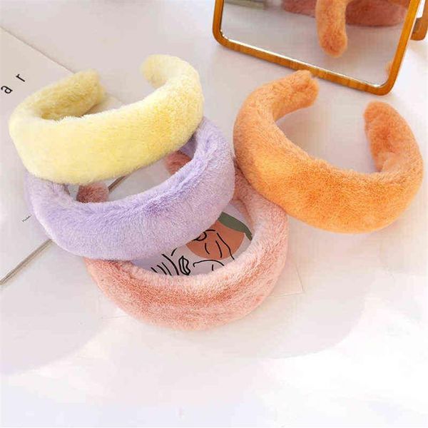 Kunstpelz Plüsch Stirnband Retro Kopfbedeckung Winter dickes pelziges Haarband warme breite flauschige Stirnbänder Haarschmuck für Frauen Y220301278d