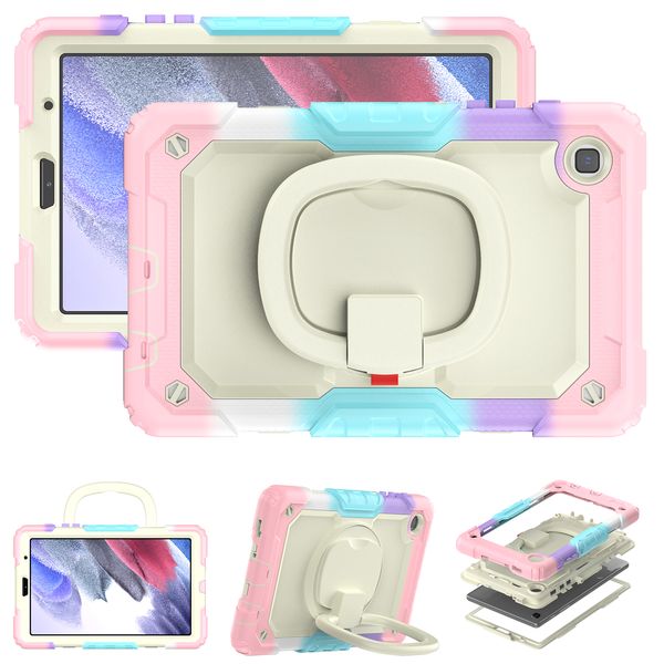 Strapazierfähige, robuste, stoßfeste Hüllen für Samsung Galaxy Tab A7 10,4 Zoll A7Lite 8,7 A 8,0 Zoll Rotation Kickstand Handle Strap Tablet Case Ganzkörper-Schutzhülle