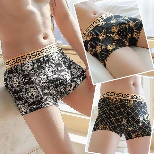 3 paia di pantaloni estivi da uomo in seta di ghiaccio di alta qualità nuova biancheria intima ultrasottile traspirante senza traccia boxer rossi netti sexy