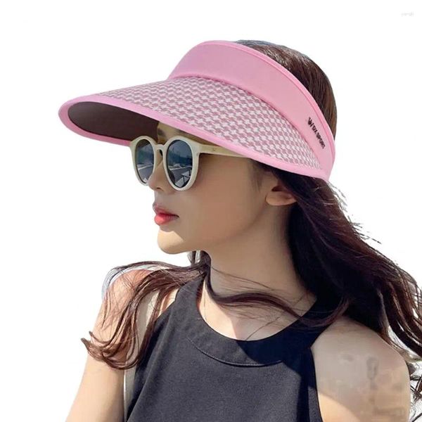 Cappelli a tesa larga Cappello da sole da donna Cappello vuoto Top regolabile lungo anti-deformato Copricapo di protezione solare per esterno da donna