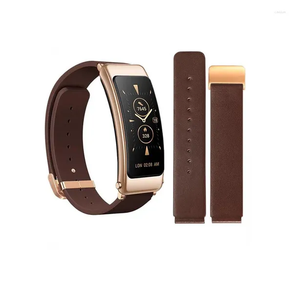 Cinturini per orologi YOPO Sostituto HUAWEI B3 B6 Cinturino in vera pelle Sport Intelligent Business B5 Mocha Marrone Bracciale con fibbia pieghevole