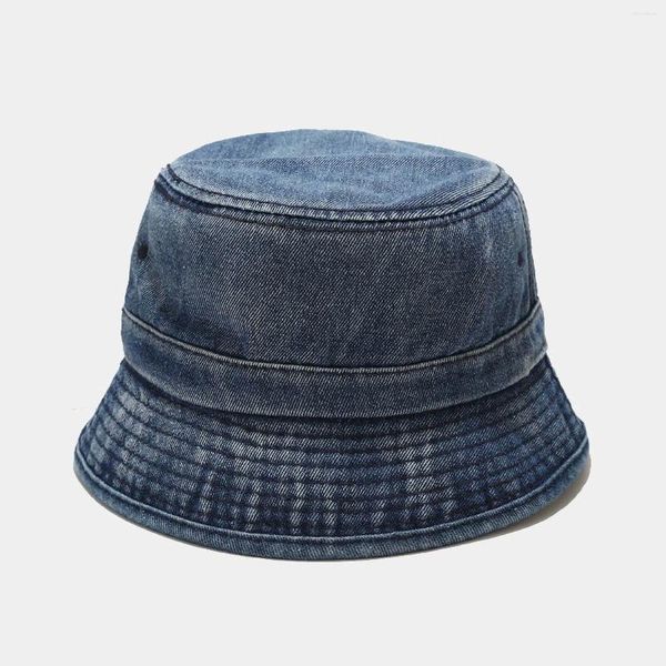 Berets bacia chapéu sólido moda adulto pescador denim balde ao ar livre pára-sol bonés de beisebol para mulheres