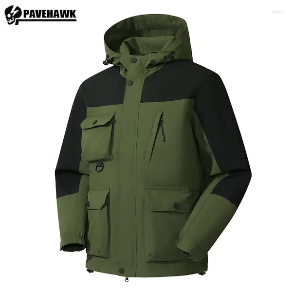 Männer Jacken Sport Wasserdichte Männer Jacke Camping Trekking Im Freien Paar Outwear Mode Mit Kapuze Multi Tasche Männliche Windjacke Unisex