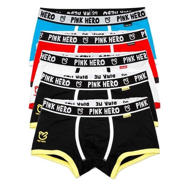 5 pz / lotto Pink Heroes Classic Uomo Intimo Boxer Cotone di alta qualità Mutandine maschili comodo Conveniente M L XL XXL 210826253i