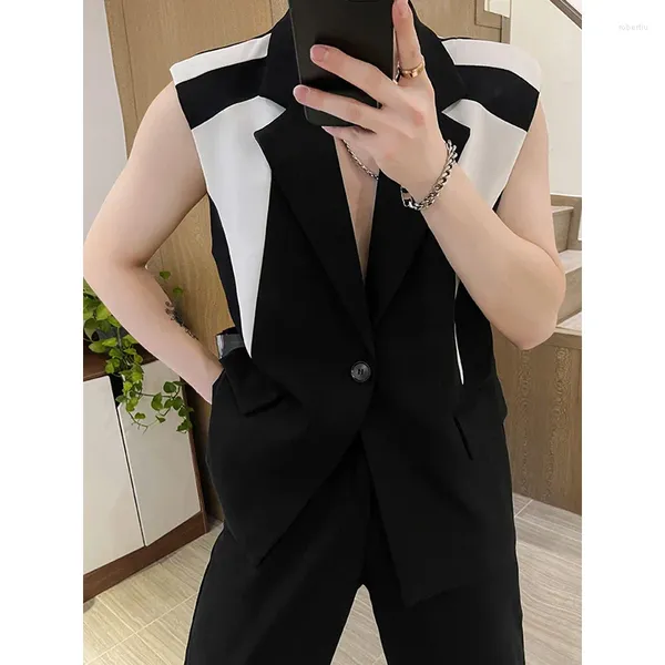 Coletes masculinos XS-6XL traje colete preto branco cor combinando terno bonito sem mangas tamanho grande roupas colete chaleco hombre