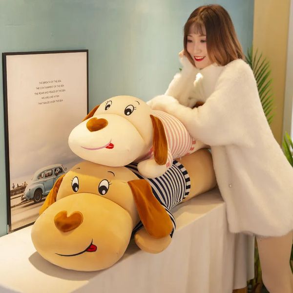 Bonecas de pelúcia 50-130cm corpo macio casal listrado grande cão boneca de pelúcia decoração de casa sofá travesseiro crianças menina feriado presente brinquedos 231016