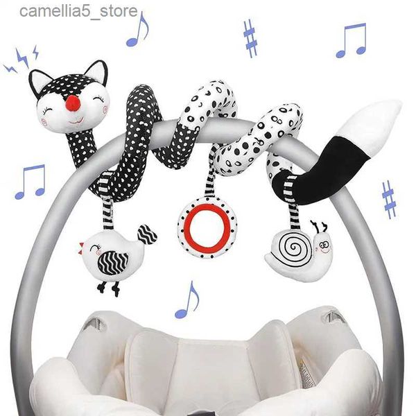 Mobiles# Baby Spirale Plüschtiere Schwarz Weiß Kinderwagen Stretch Spirale Aktivität Autositz Hängende Rassel Spielzeug Kinderbett Mobile Sensorisch für Neugeborene Q231017