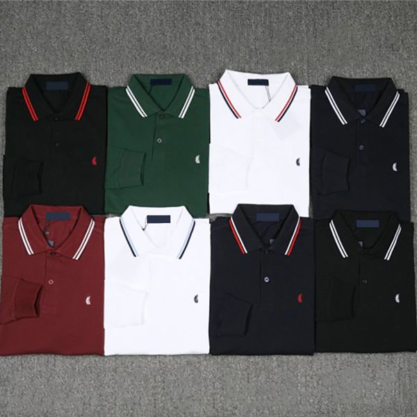 Polo classica da uomo a maniche lunghe con spighe di grano Camicia firmata Polo Logo ricamato T-shirt da uomo da donna Maglietta lunga Taglia S/M/L/XL/XXL