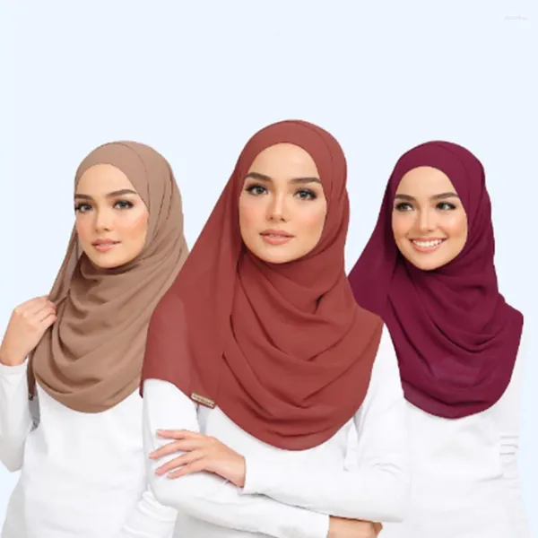 Schals Frauen Reine Farbe Schal Wrap Schal Stola Chiffon Neck Wraps Islam Muslim WJ003 #1-#50