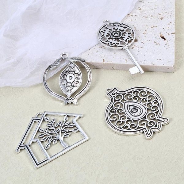 Anhänger Halsketten 10pcs Zauber für Schmuck, die antike vintage Granatapfel Silber Farbe Filigrale Ohrringe Halskette DIY