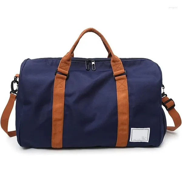 Duffel Bags Bolsa de viagem durável para homens e mulheres cor sólida com compartimento para sapatos fitness adequado