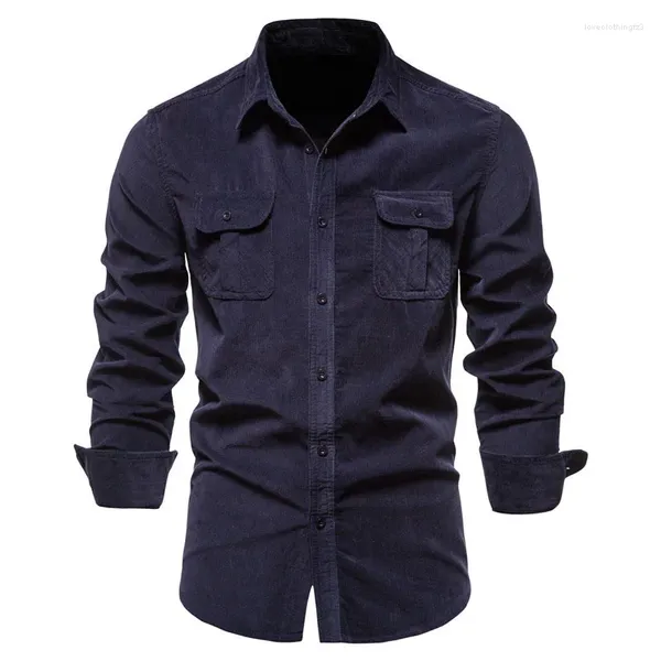 Camicie casual da uomo Camicie Autunno Basic Camicia da lavoro in velluto a coste giapponese Slim Cappotto sottile da uomo a maniche lunghe Abbigliamento di grandi dimensioni