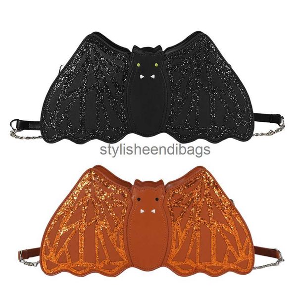 Borsa a tracolla stile punk a tracolla Borsa a tracolla in pelle con paillettes a pipistrello Borse a tracolla in zucca PU per regali per feste di Halloweenstylisheendibags