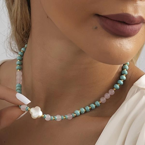 Ожерелья с подвесками в стиле ретро, ожерелье из ракушек из натурального камня в Европе и США, женские простые темпераменты