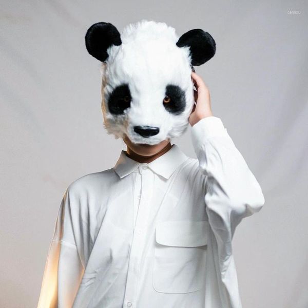 Articoli per feste Halloween Cosplay Maschera da panda Peluche Animale Mezza faccia Giochi di ruolo Prom Uomini Donne Rave Costume Prop Masque