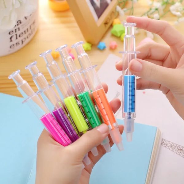 Atacado novidade enfermeira agulha seringa em forma de marcador marcador caneta cores canetas artigos de papelaria material escolar 6 estilo