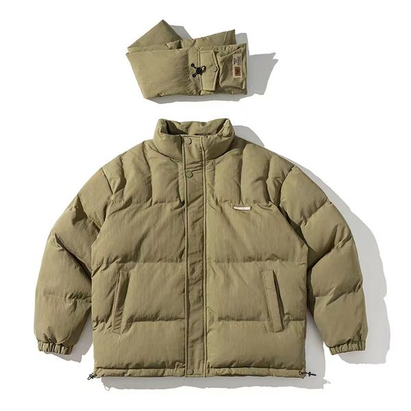 Jaqueta de inverno designer jaqueta puffer jaqueta masculina sólida cor etiqueta algodão-acolchoado jaqueta vintage pescoço em pé jaqueta