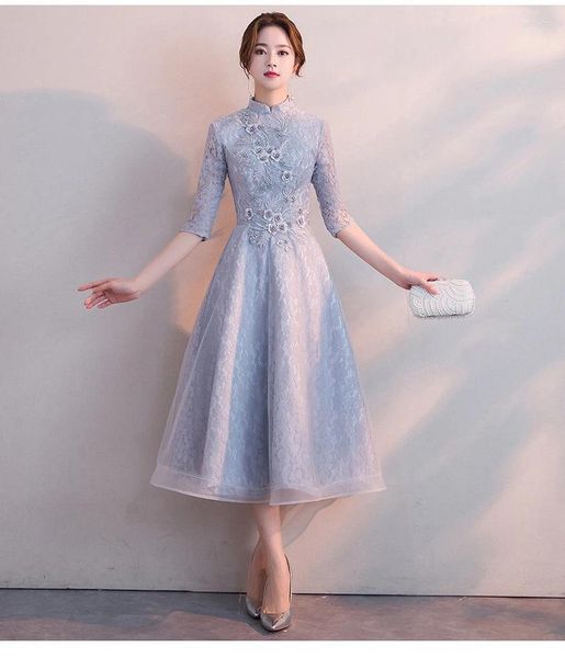 Abiti etnici Abiti da sera per feste da donna Abiti da sposa sottili sexy cheongsam in pizzo stile cinese eleganti lunghi Qipao