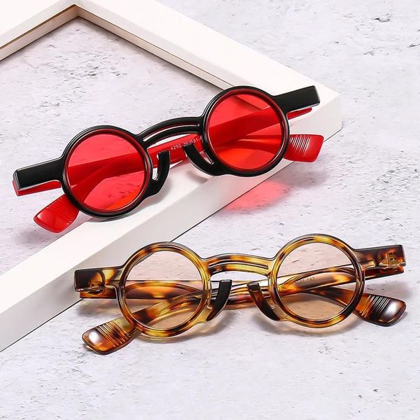 Солнцезащитные очки SOEI Ретро, маленькие круглые, в стиле панк, женские модные двухцветные мужские трендовые солнцезащитные очки в стиле хип-хоп, оттенки UV400