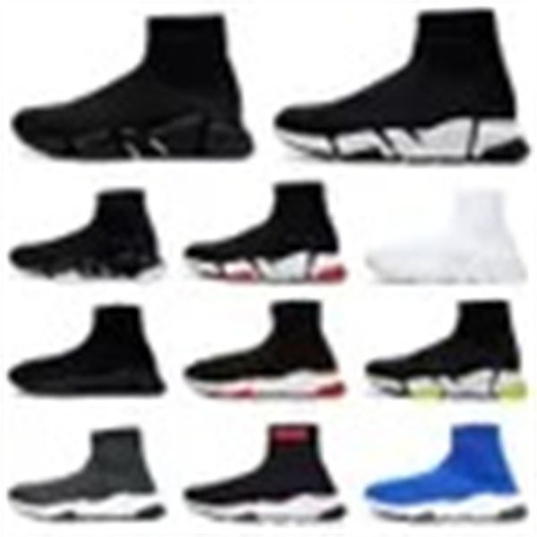 Designer Geschwindigkeiten 2.0 Freizeitschuhe Plattform Sneaker Männer Frauen Tripler S Paris Socken Stiefel Marke Schwarz Weiß Blau Luxus Hohe Trainer Turnschuhe 18