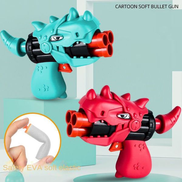 Nuovo dinosauro pistola giocattolo a proiettile morbido pistola per cartoni animati modello di tiro lanciatore in plastica per regali di compleanno per bambini