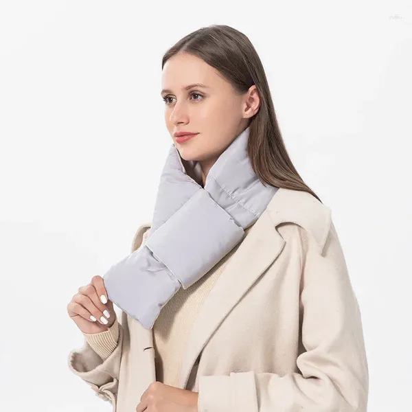 Lenços lenço de inverno para mulheres moda para baixo algodão pescoço polainas pelúcia mais quente ao ar livre lenço aconchegante