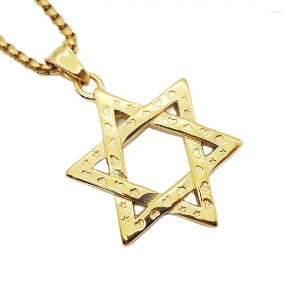 Anhänger Halsketten Jüdischer Schmuck Magen 6-zackiger Davidstern Halskette Unisex Hip Hop Kette Edelstahl