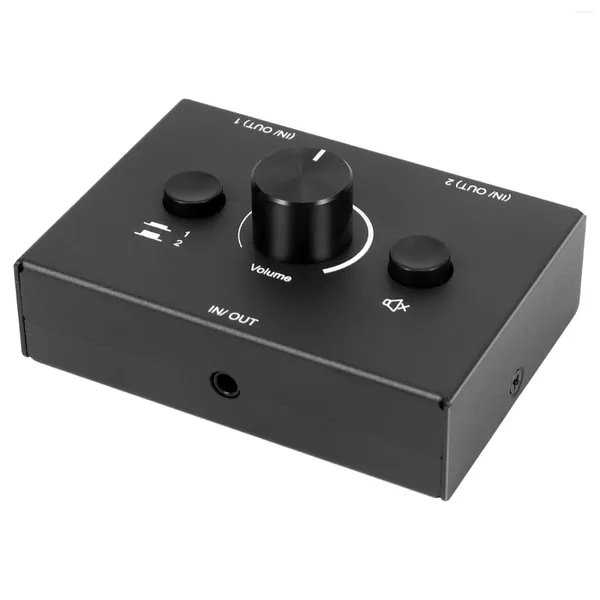 Switcher audio a catene da 3,5 mm 2 ingressi 1 uscita/1 uscita Splitter Box Pulsante di disattivazione dell'audio a un tasto