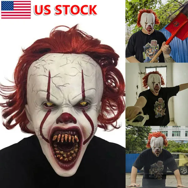 Máscara de halloween látex cosplay assustador traje coringa horror palhaço cosplay máscara