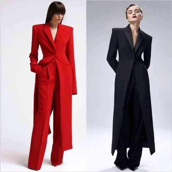 Kadınlar Suits Blazers Uzun Kadın Takımları Düğün Blazer Partisi Smokedo Ofis Leydi Tasarımcı Ceketler 2 Parça Prom Elbise Özel Yapımı 231017