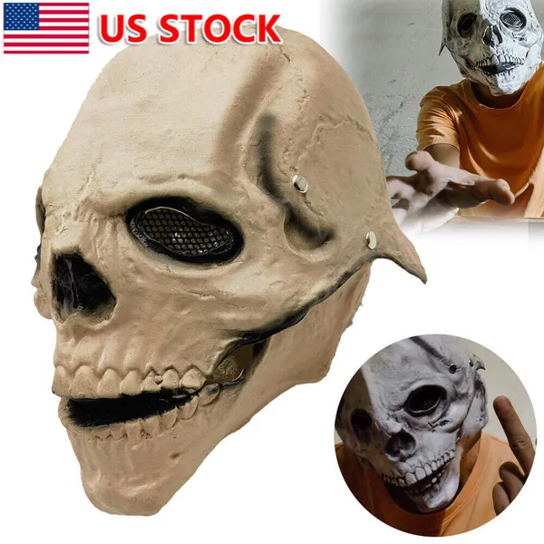 Halloween Gruselige Totenkopfmaske Vollkopfhelm mit beweglichem Kiefer Horror Party Pro