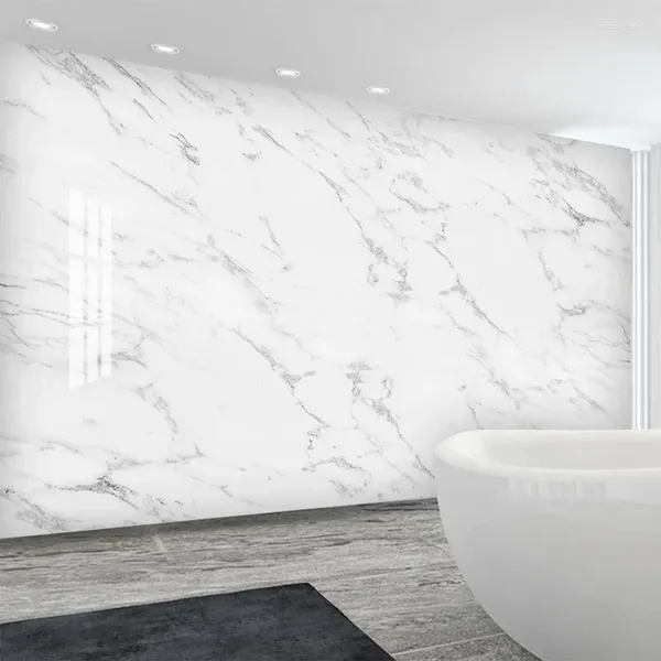 Tapeten Benutzerdefinierte Wandbild Tapete Moderne Marmor Badezimmer Toilette Hintergrund Tapeten PVC Selbstklebende Wasserdichte Aufkleber Wohnkultur