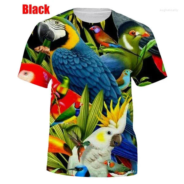 Männer T-shirts 2023 Sommer Männer Casual 3D Gedruckt Papagei T-shirt Blume Tees Hip Hop T Brid Drucken Coole Tops XS-5XL