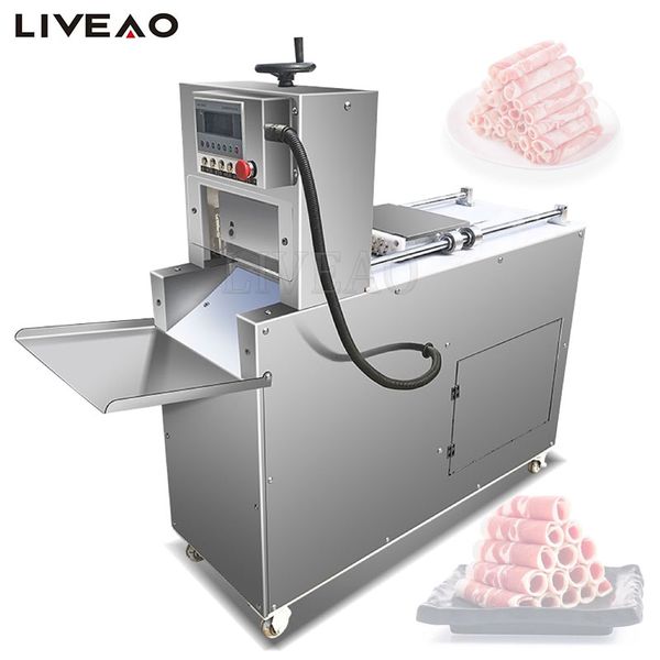 Máquina de corte de rolo de carne de aço inoxidável Cnc Máquina de rolo de cordeiro de corte duplo Inteligente Fatiador de carne congelada