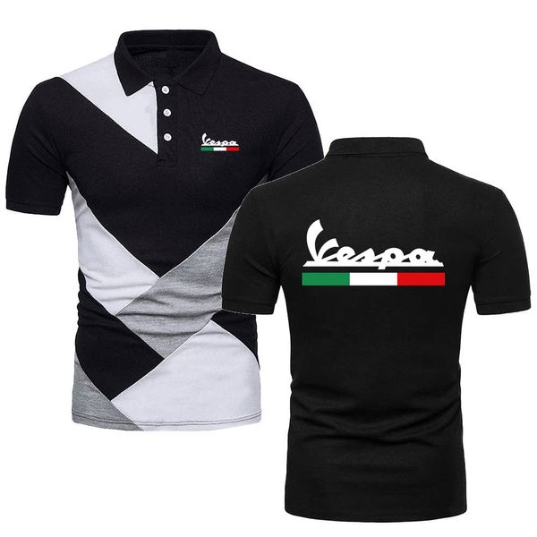 Polo da uomo Streetwear Casual Sport Top T-shirt Magliette da moto stile militare Polo in jersey stampato Vespa con colori a contrasto
