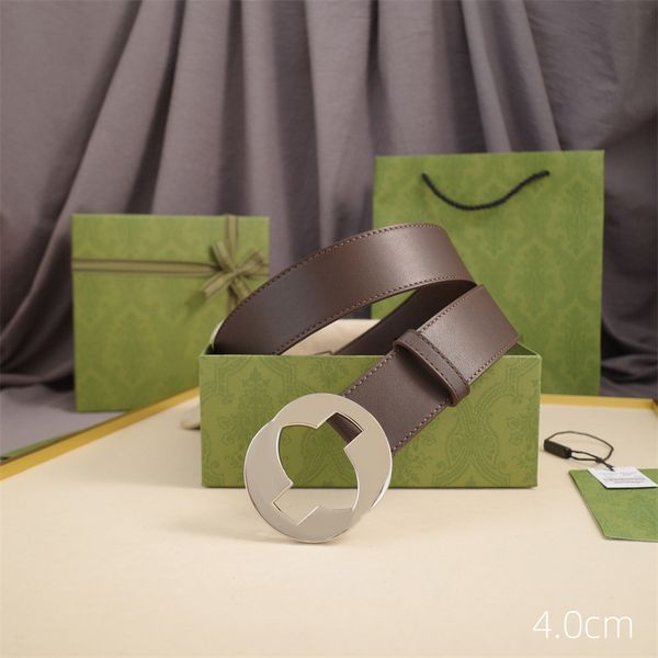 Cintura di design per uomo Cinture in pelle di marca da donna Larghezza 4 cm Fibbia per cintura in argento Reversibile Moda Cinturon Ceinture