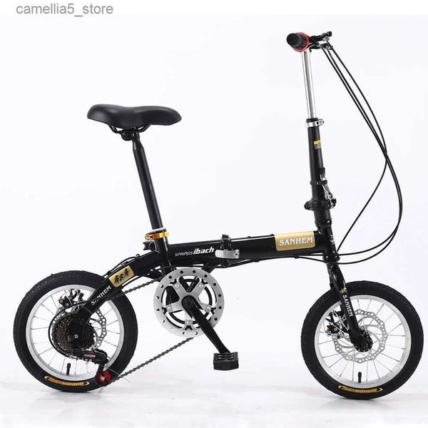 Велосипеды Ride-Ons 14-дюймовый складной сверхлегкий велосипед с одной/переменной скоростью Портативный мини-велосипед Нескользящий дорожный велосипед для взрослых Детей Студент Q231018
