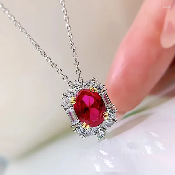 Catene 2 Rubino Femmina Piccione Rosso Sangue Ciondolo In Argento Sterling 925 Con Diamanti Ad Alto Tenore Di Carbonio In Stile Europeo E Americano