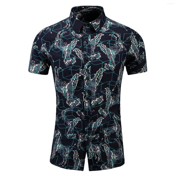 Camicie casual da uomo Camicia a maniche corte con stampa estiva per uomo Top T-shirt Taglie forti Moda Streetwear Costumi da bagno da spiaggia Top Camisas