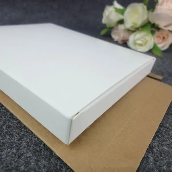 Envoltório de presente 14x12x1.6cm caixa de papel branco caixa de papelão embalagem plana atacado 50 pçs / lote Natal