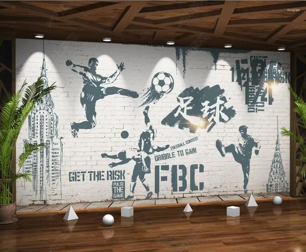 Tapeten Benutzerdefinierte Wandgemälde 3d Po Tapete Cartoon Backsteinmauer Fußballserie Wohnkultur Im Wohnzimmer Für 3 D Rollen