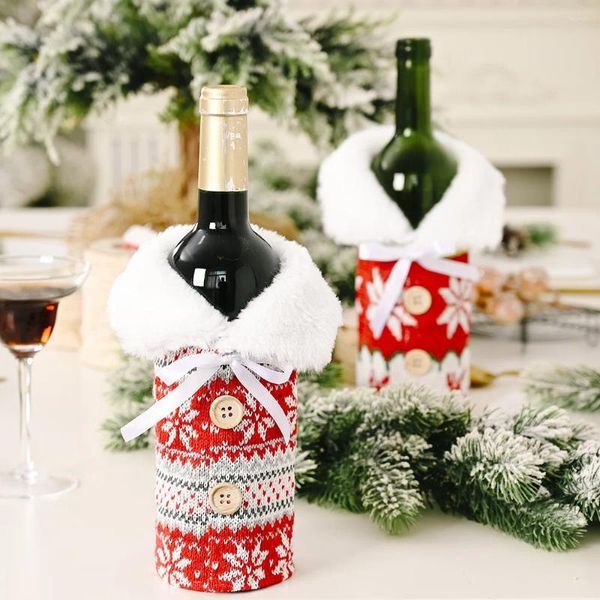Decorações de Natal Navidad Sacos de Presente de Natal Titular Garrafa de Vinho Capa de Poeira Feliz Ornamento Noel Ano 2024