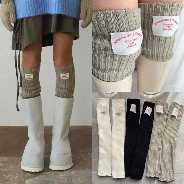 Женские носки с корейской этикеткой, рукава выше колена, нарукавники, японские леггинсы Y2k, шерстяные до бедра, многофункциональные перчатки в стиле панк