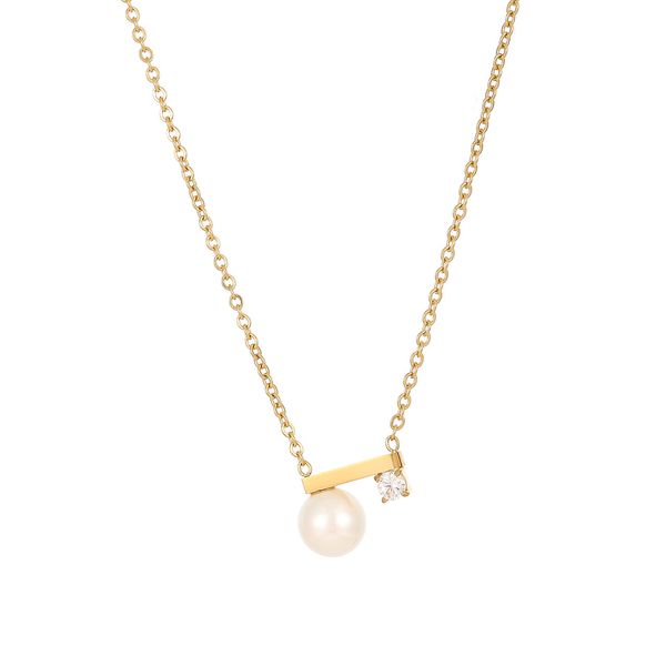 Collana di perle Luce di lusso con perla singola Gioielli Piccola catena di collare in legno dolce equilibrio per le donne